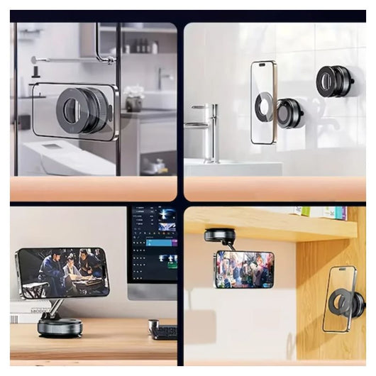 Soporte magnético para teléfono con succión por vacío