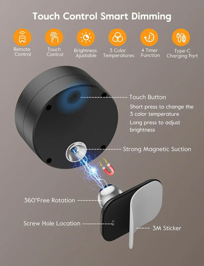 MagneticLight Duo™ | Lámpara LED Giratoria de 360° sin cables